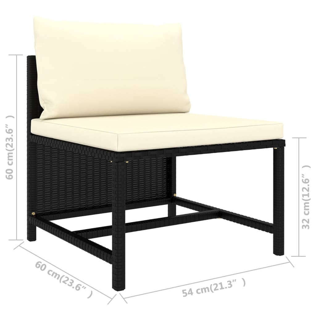 7-Delige Loungeset Met Kussens Poly Rattan Zwart