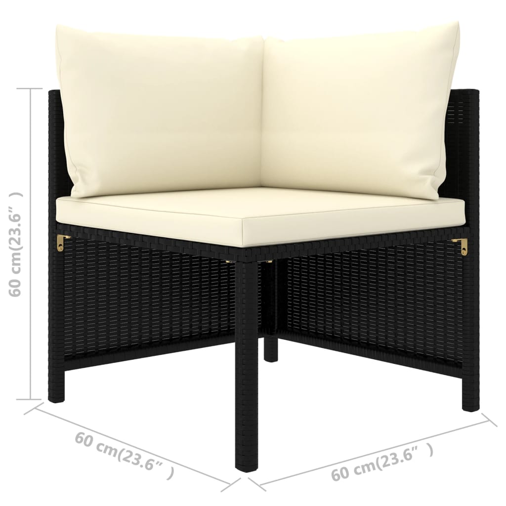 9-Delige Loungeset Met Kussens Poly Rattan Zwart