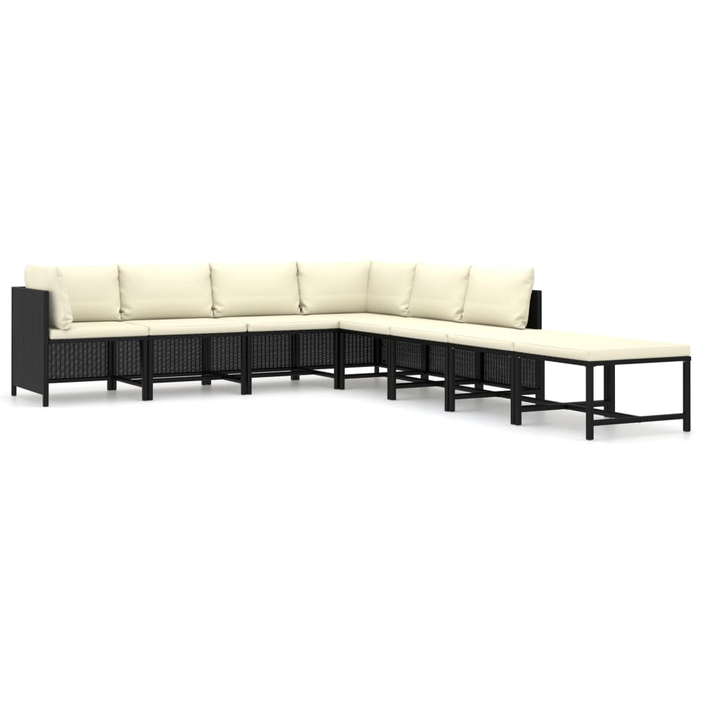8-Delige Loungeset Met Kussens Poly Rattan Zwart