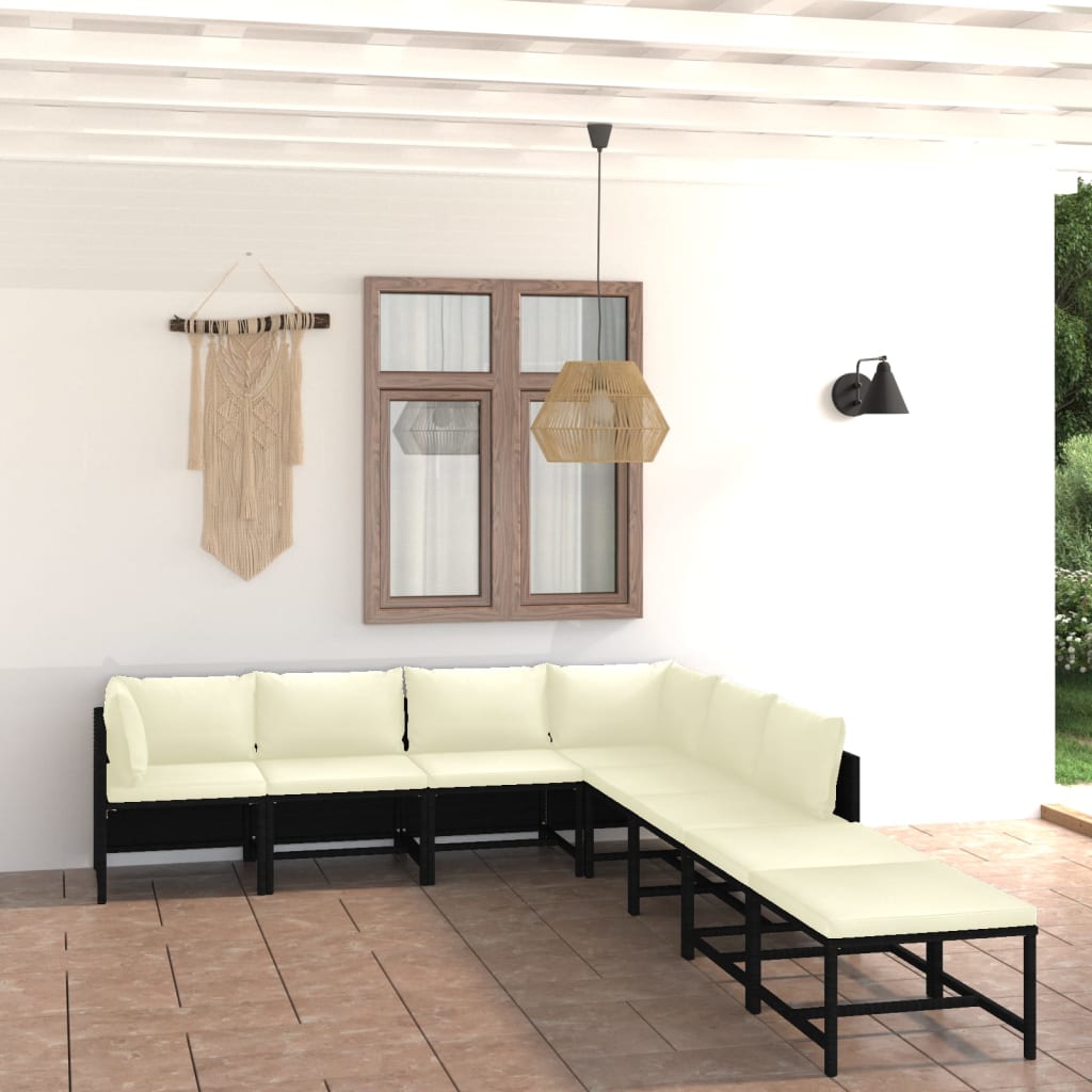 8-Delige Loungeset Met Kussens Poly Rattan Zwart