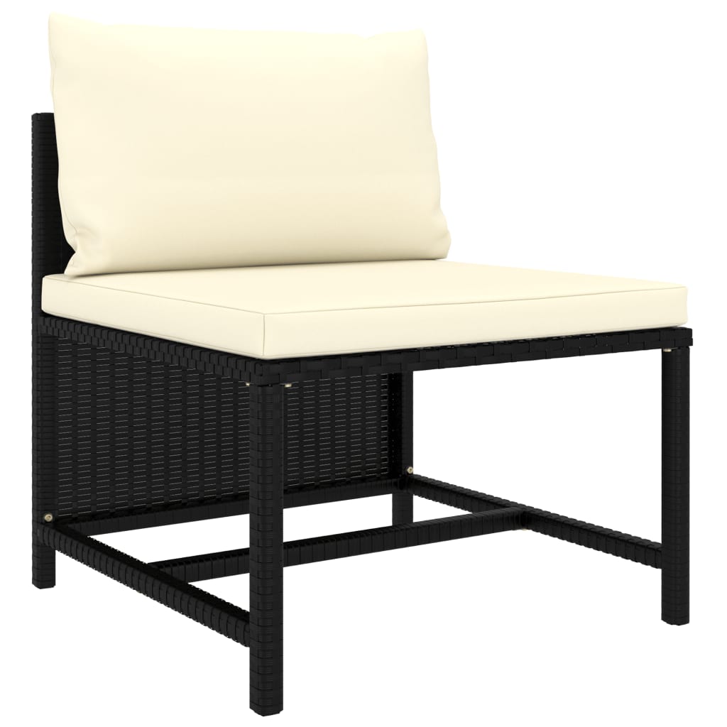 8-Delige Loungeset Met Kussens Poly Rattan Zwart