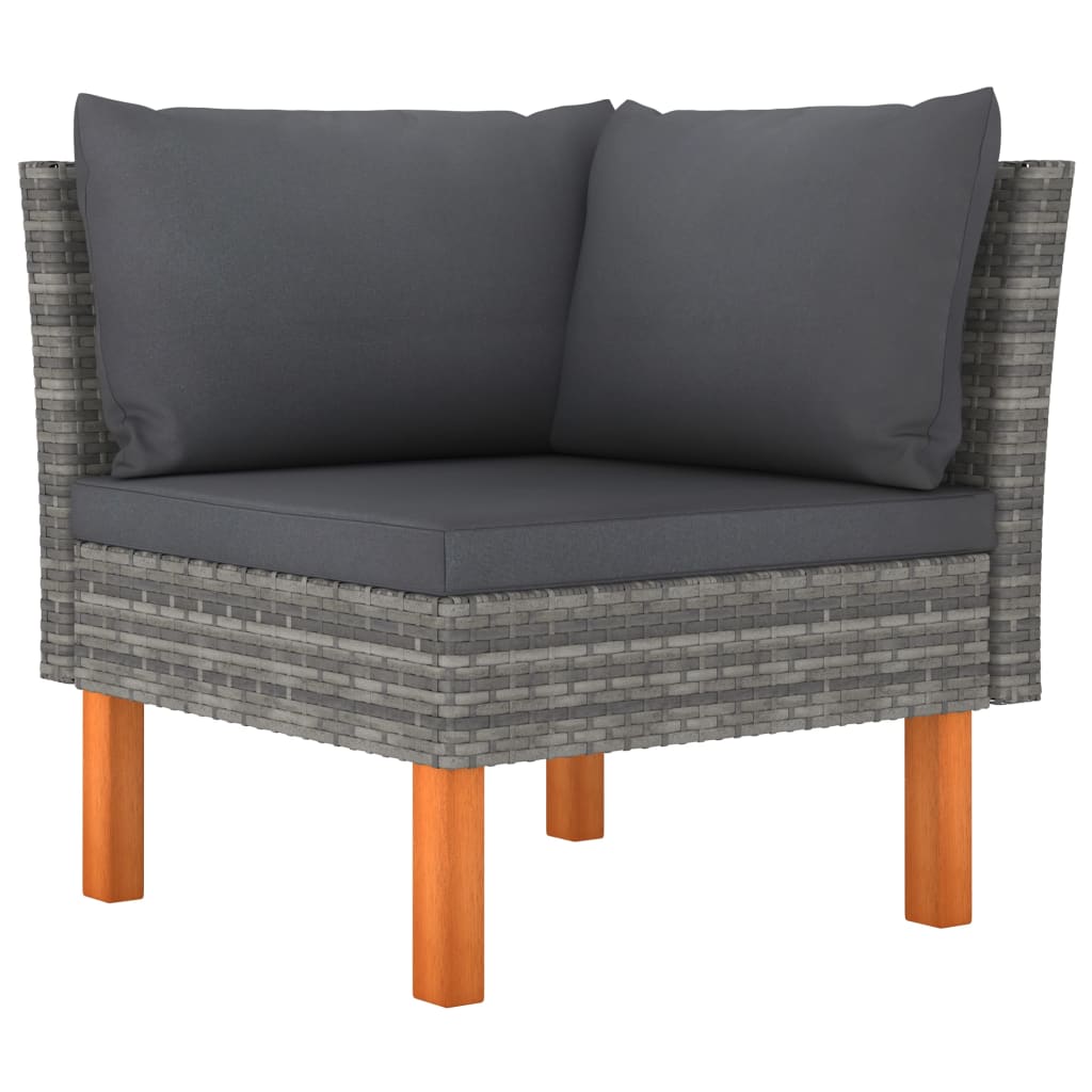 6-Delige Loungeset Met Kussens Poly Rattan Grijs