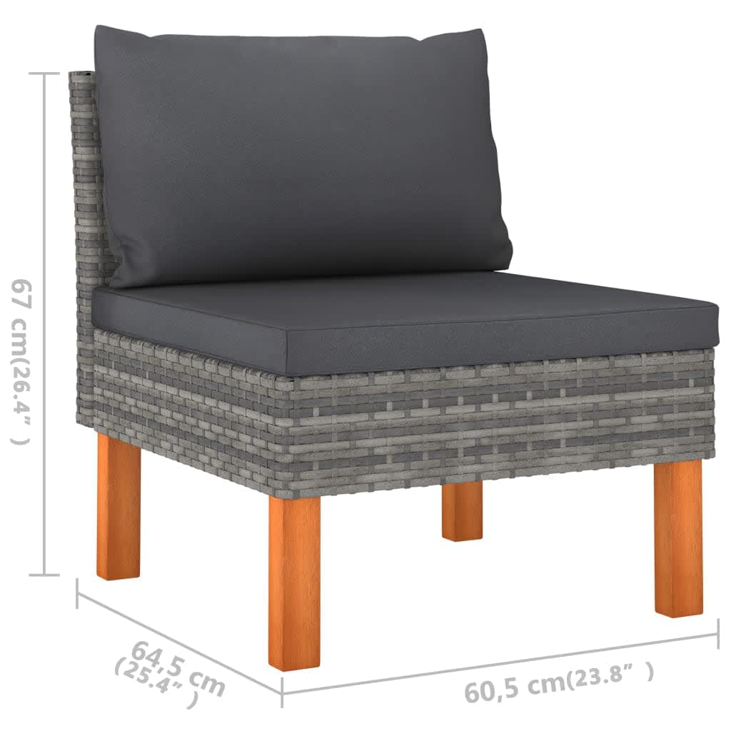 6-Delige Loungeset Met Kussens Poly Rattan Grijs
