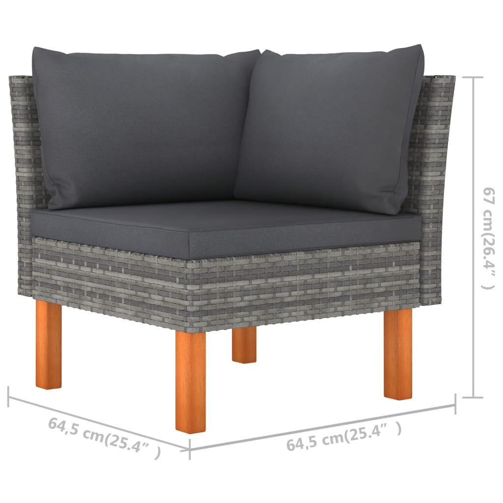 7-Delige Loungeset Met Kussens Poly Rattan Grijs