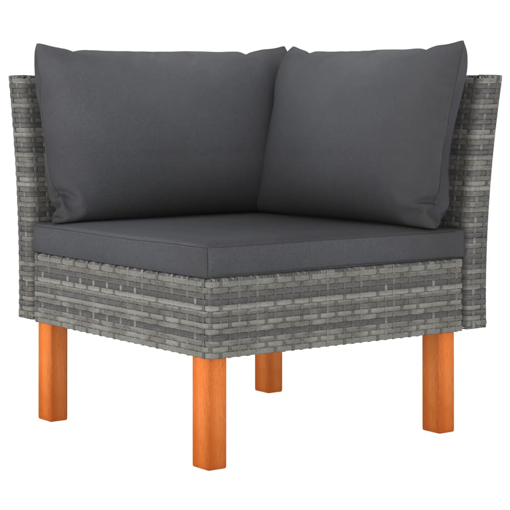 7-Delige Loungeset Met Kussens Poly Rattan Grijs