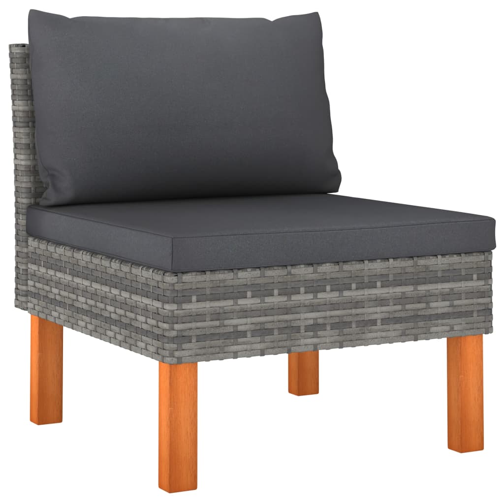7-Delige Loungeset Met Kussens Poly Rattan Grijs