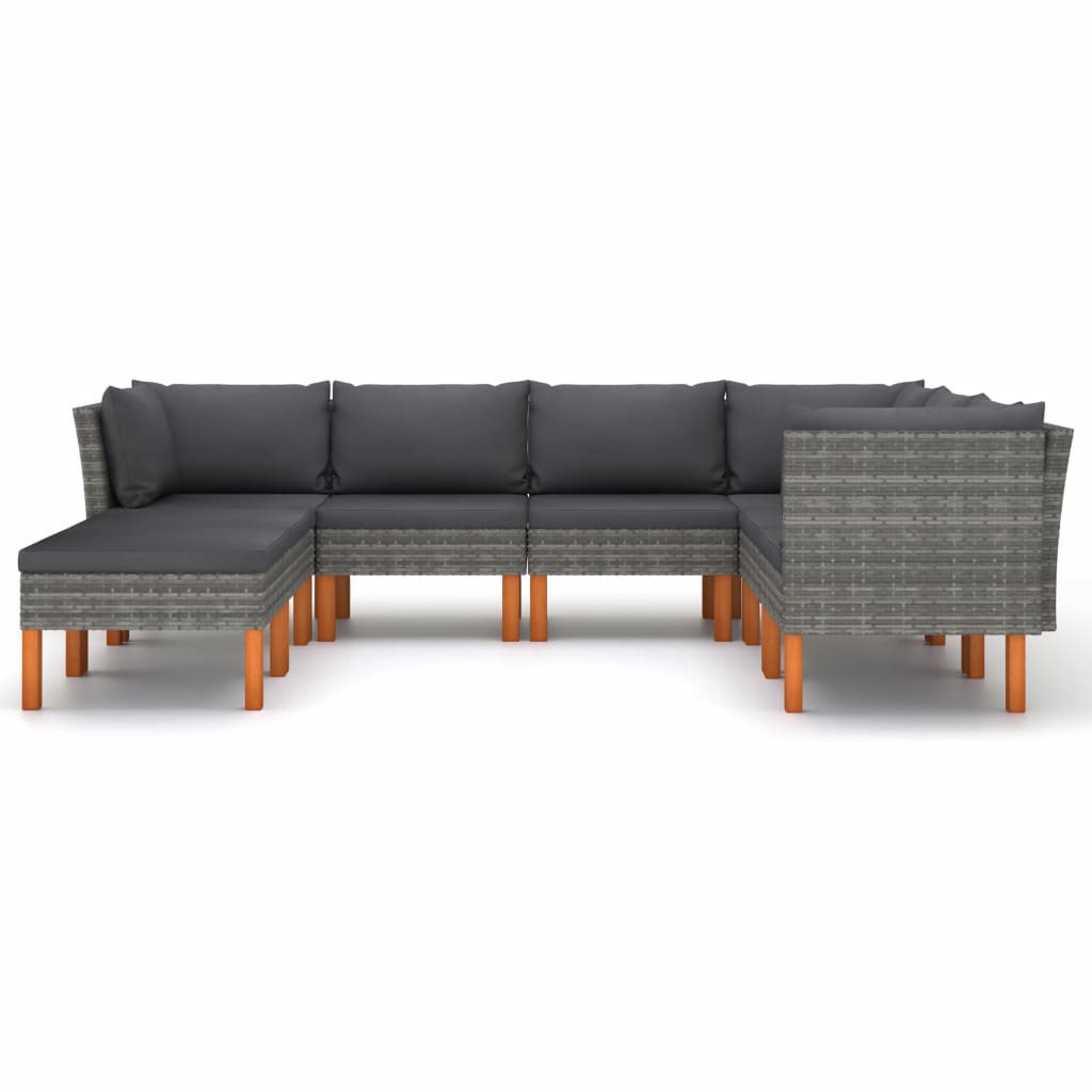 8-Delige Loungeset Met Kussens Poly Rattan Grijs