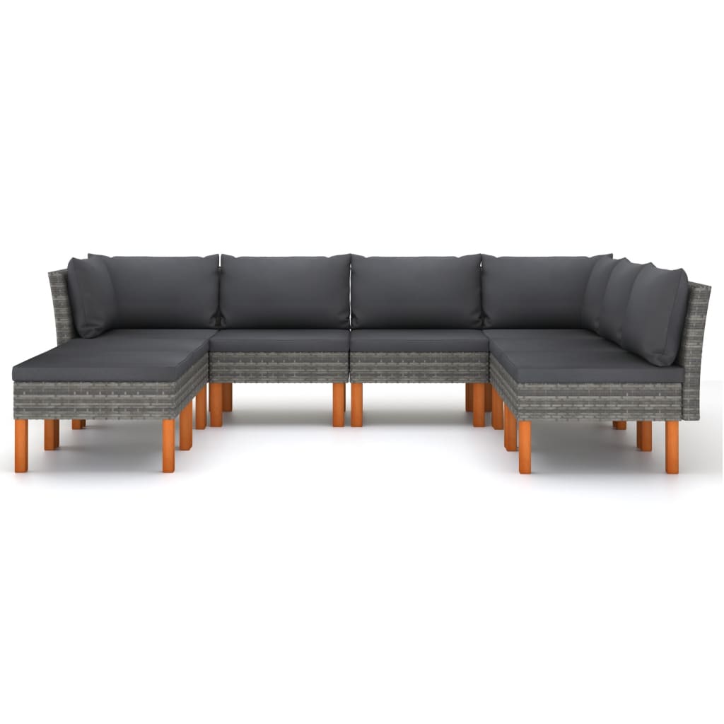 8-Delige Loungeset Met Kussens Poly Rattan Grijs