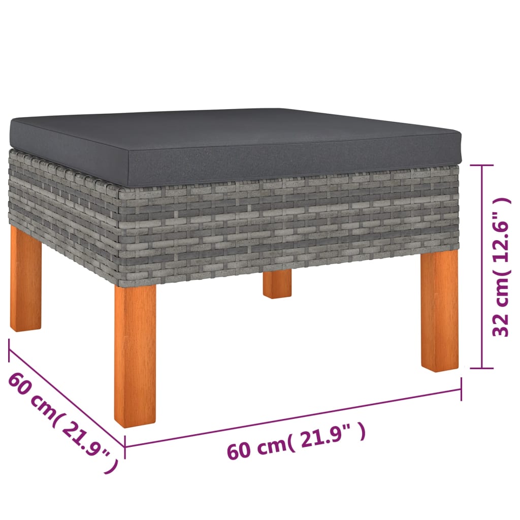 9-Delige Loungeset Met Kussens Poly Rattan Grijs