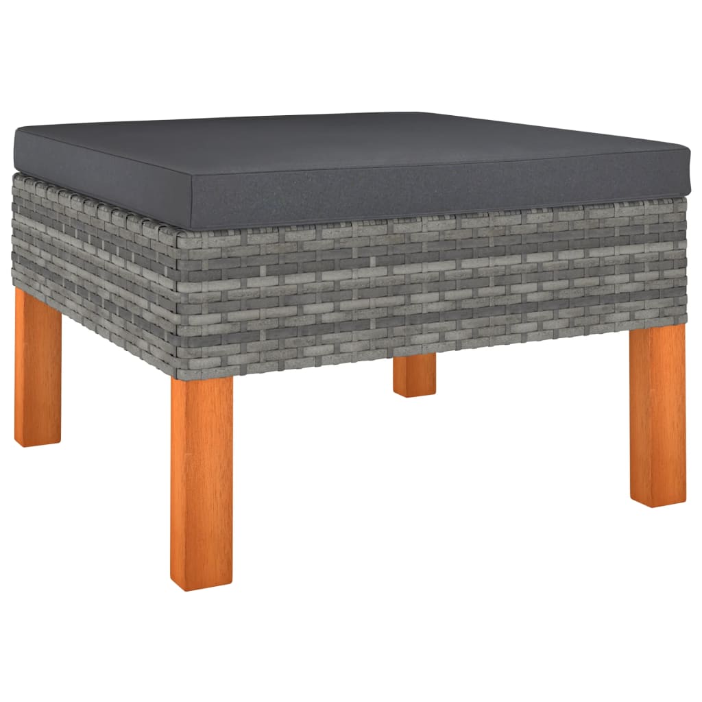 9-teiliges Lounge-Set mit Kissen Polyrattan grau