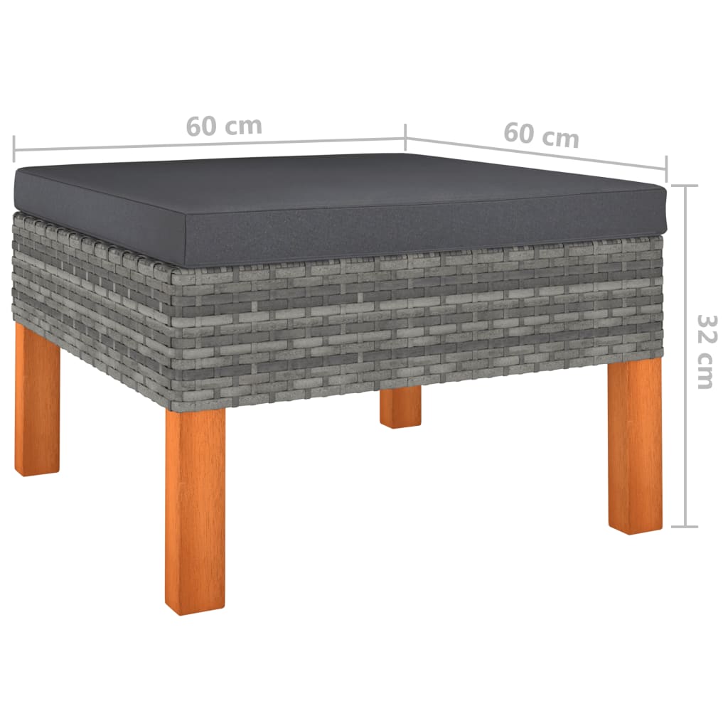 9-teiliges Lounge-Set mit Kissen Polyrattan grau