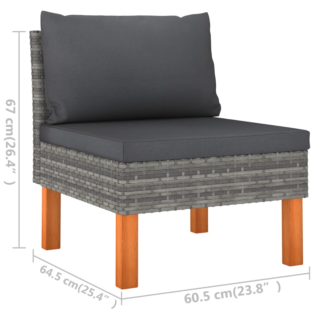 6-Delige Loungeset Met Kussens Poly Rattan Grijs
