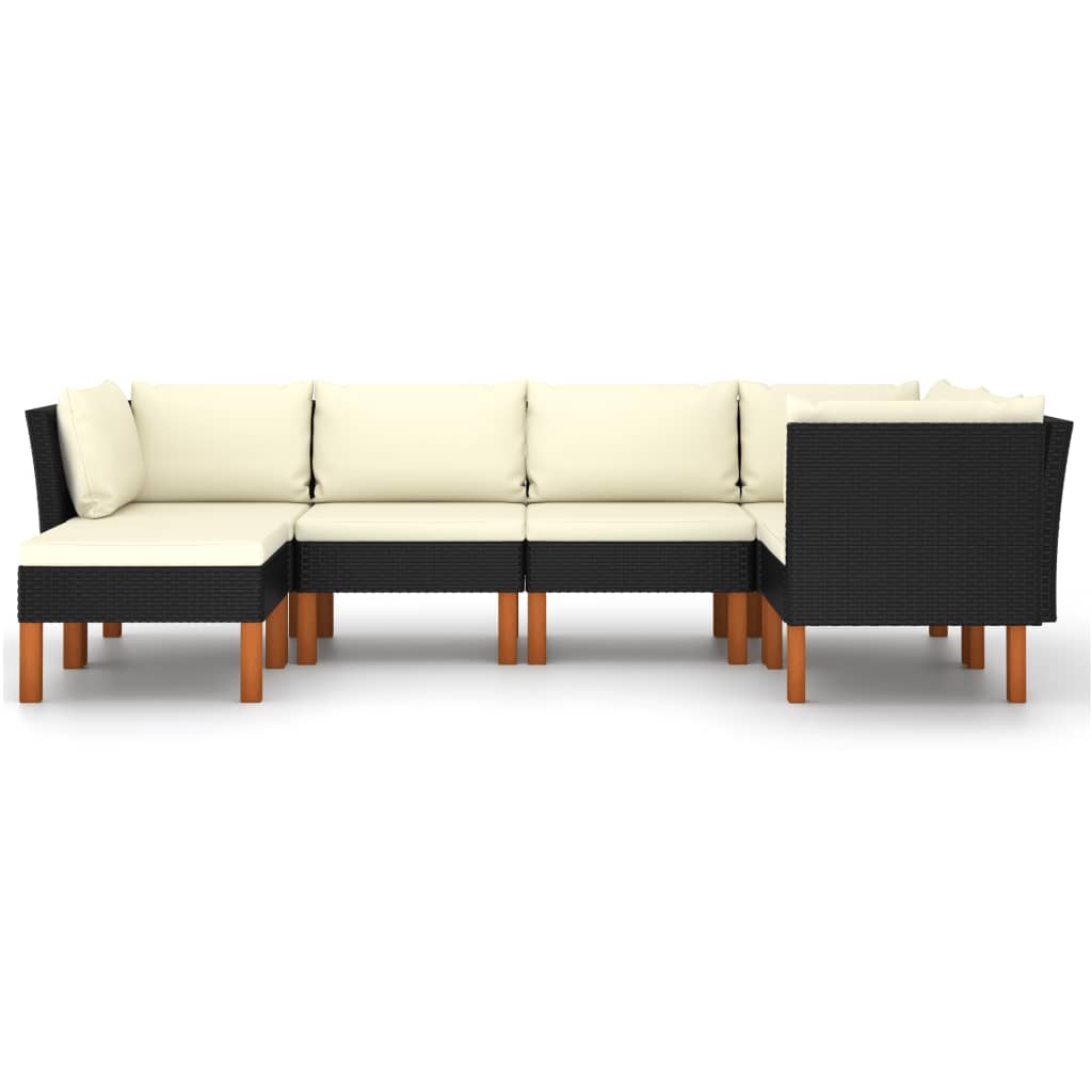 6-Delige Loungeset Met Kussens Poly Rattan Zwart