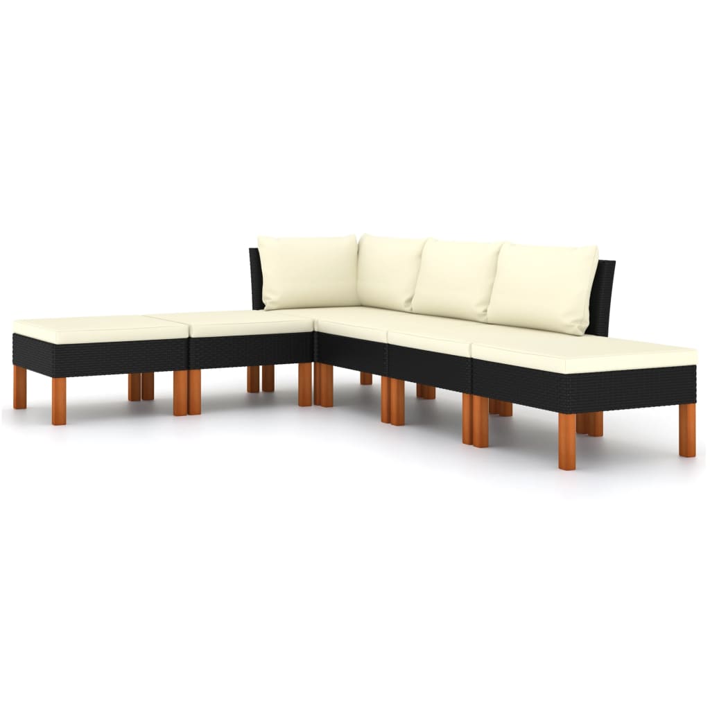 6-Delige Loungeset Met Kussens Poly Rattan Zwart