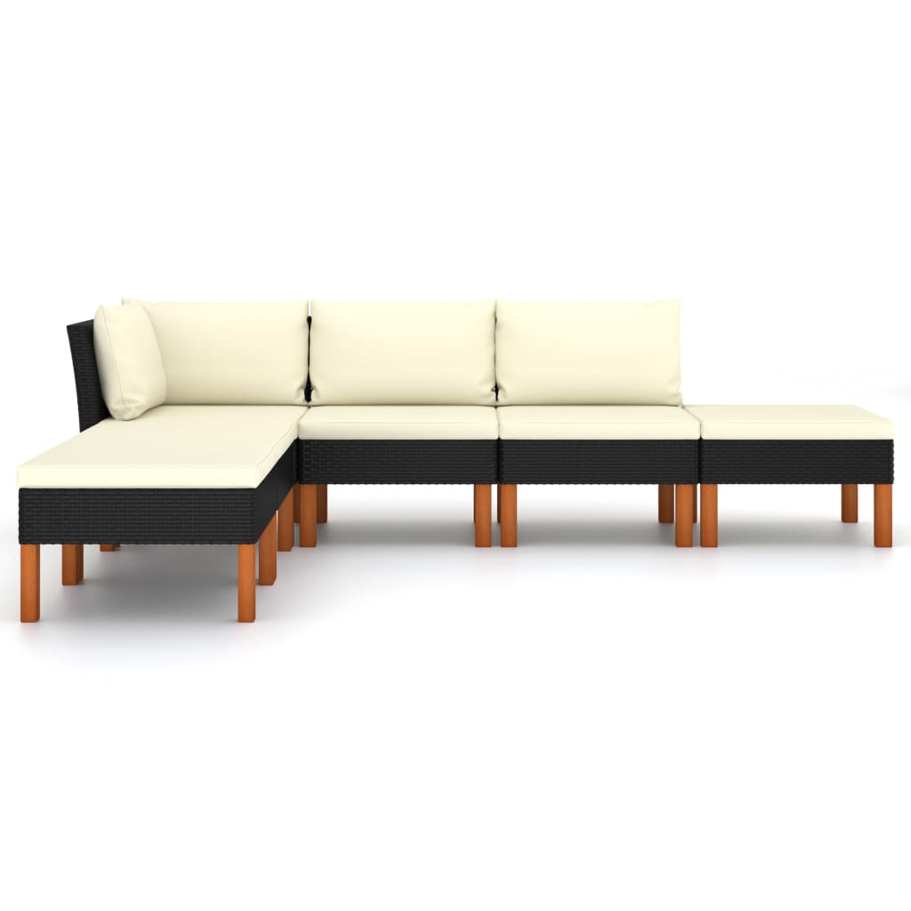 6-Delige Loungeset Met Kussens Poly Rattan Zwart