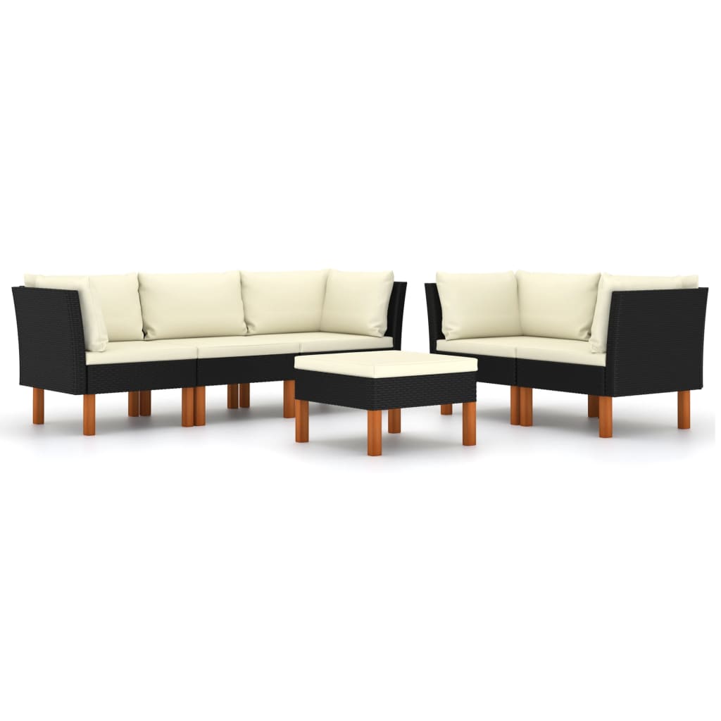 6-Delige Loungeset Met Kussens Poly Rattan Zwart