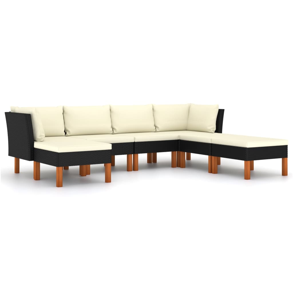 7-Delige Loungeset Met Kussens Poly Rattan Zwart