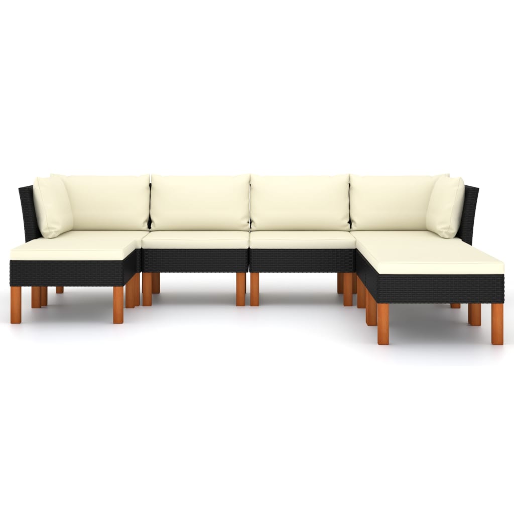7-Delige Loungeset Met Kussens Poly Rattan Zwart