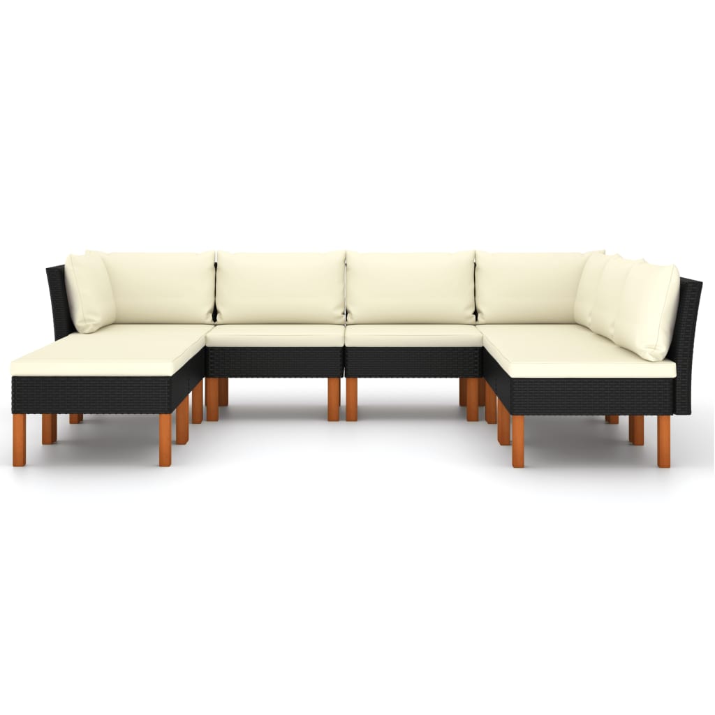 8-Delige Loungeset Met Kussens Poly Rattan Zwart