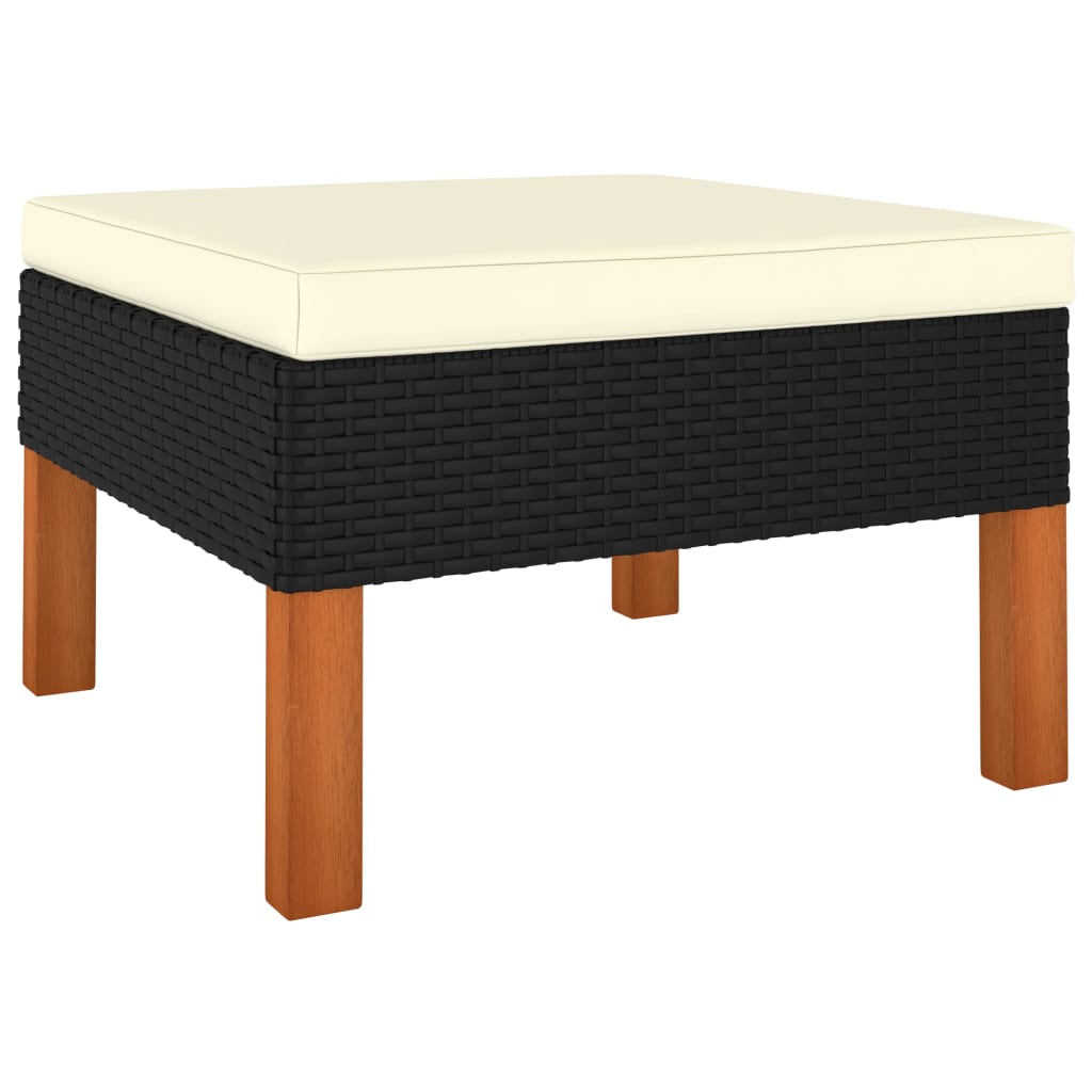 9-Delige Loungeset Met Kussens Poly Rattan Zwart