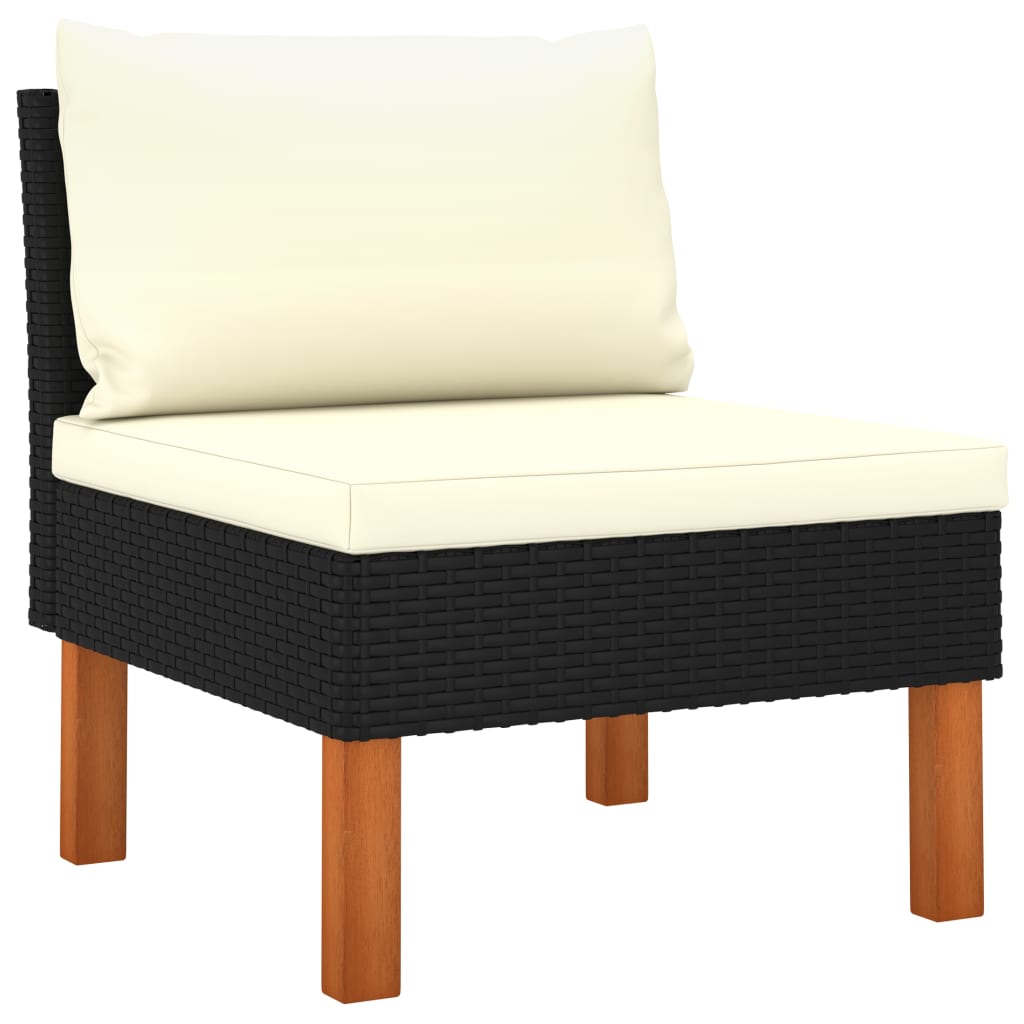 9-Delige Loungeset Met Kussens Poly Rattan Zwart
