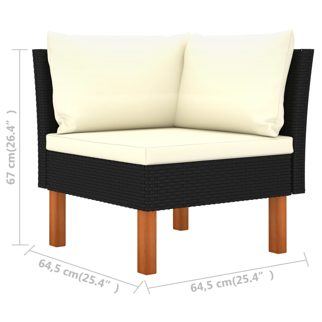 9-Delige Loungeset Met Kussens Poly Rattan Zwart