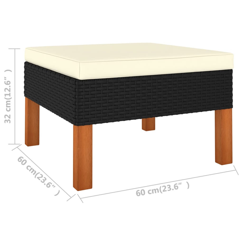 9-Delige Loungeset Met Kussens Poly Rattan Zwart
