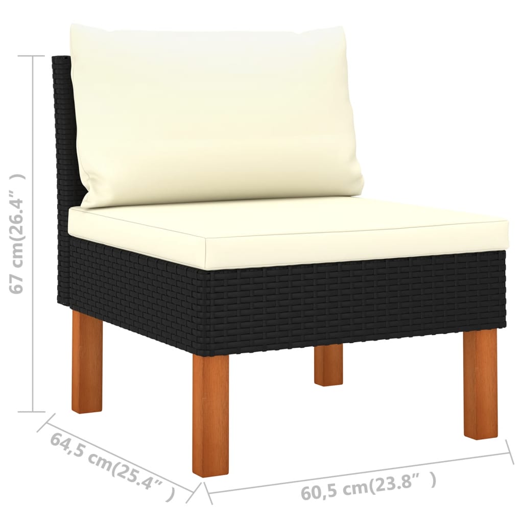9-Delige Loungeset Met Kussens Poly Rattan Zwart