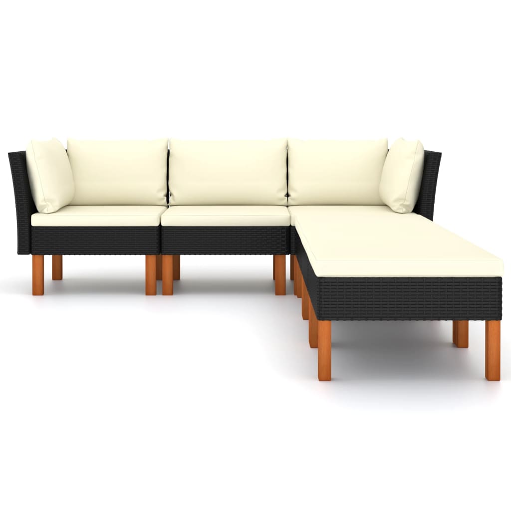 6-Delige Loungeset Met Kussens Poly Rattan Zwart