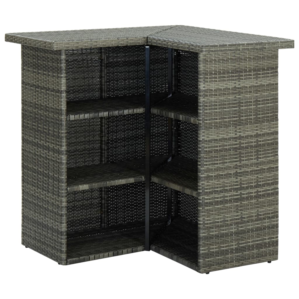 8-Delige Tuinbarset Met Kussens Poly Rattan Grijs