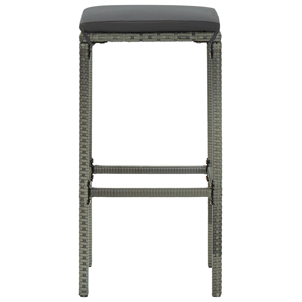 8-Delige Tuinbarset Met Kussens Poly Rattan Grijs
