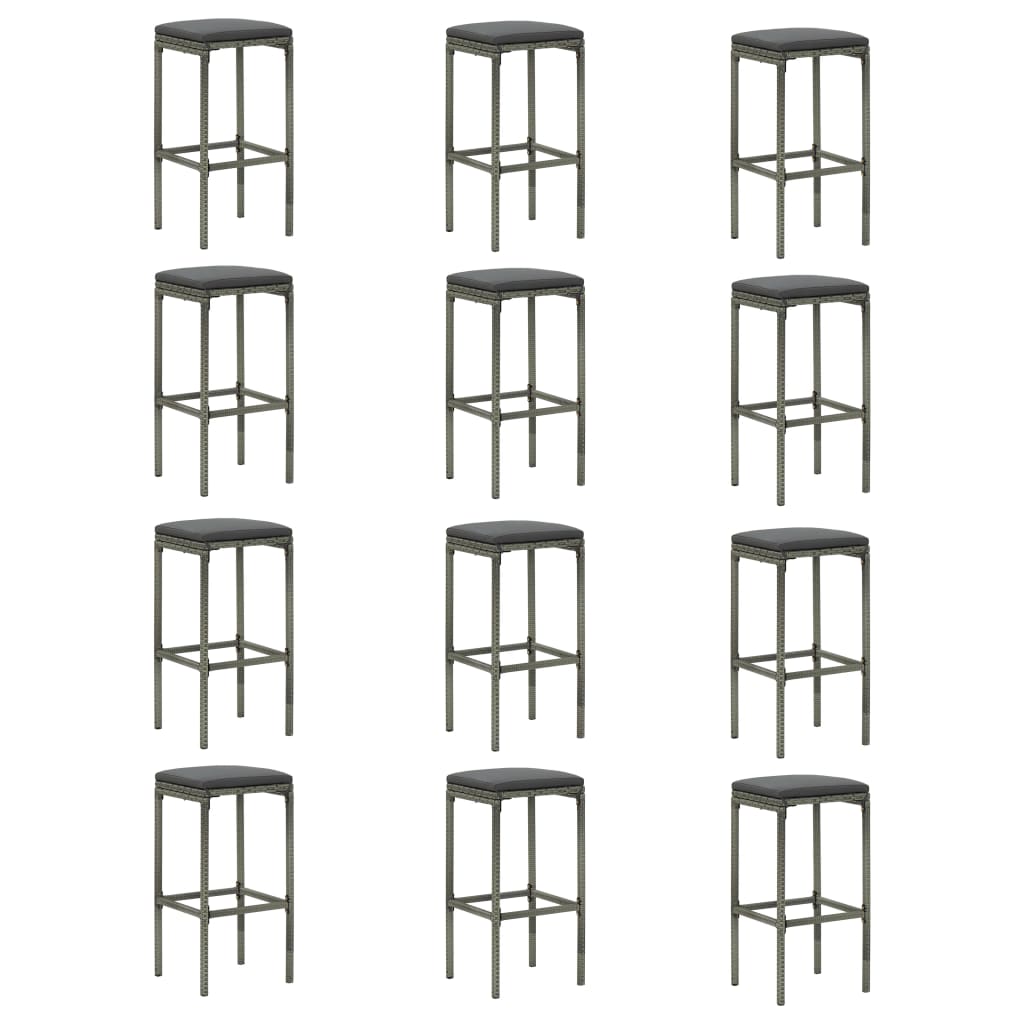 16-Delige Tuinbarset Met Kussens Poly Rattan Grijs