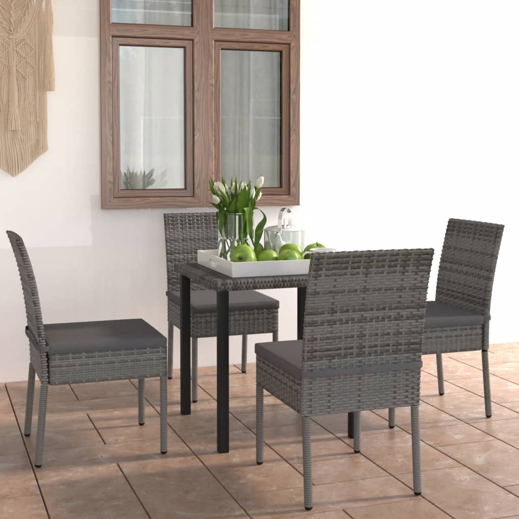 5-Delige Tuinset Poly Rattan Grijs