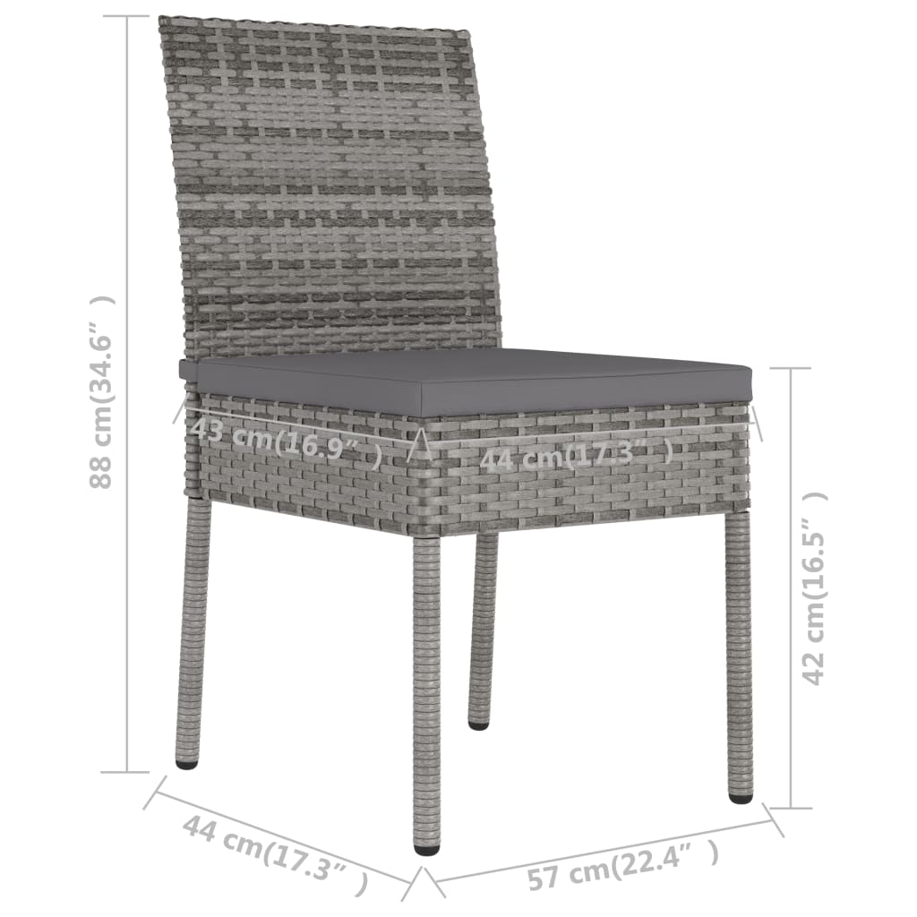 7-teiliges Gartenset Poly Rattan Grau