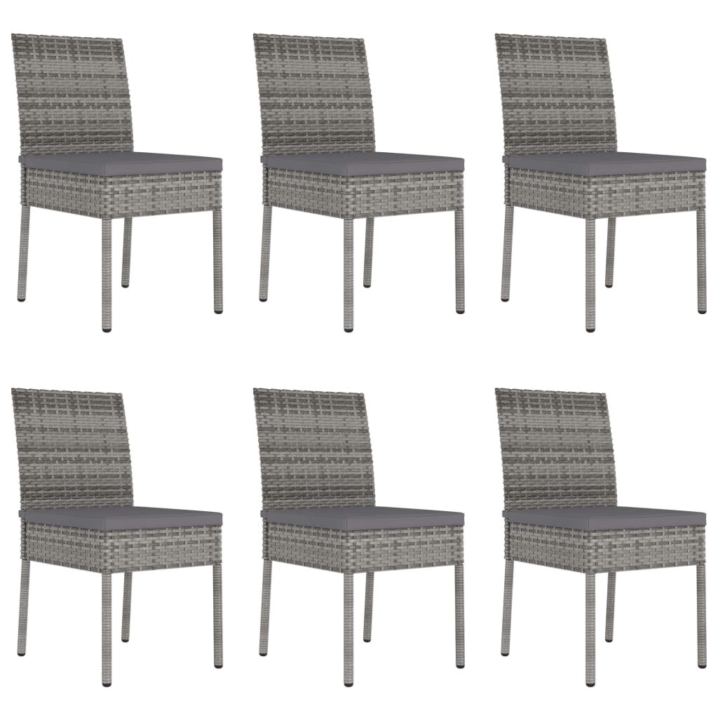 7-teiliges Gartenset Poly Rattan Grau