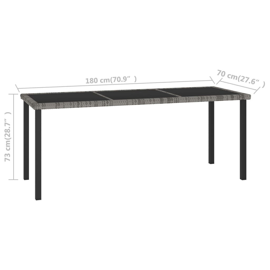 7-teiliges Gartenset Poly Rattan Grau