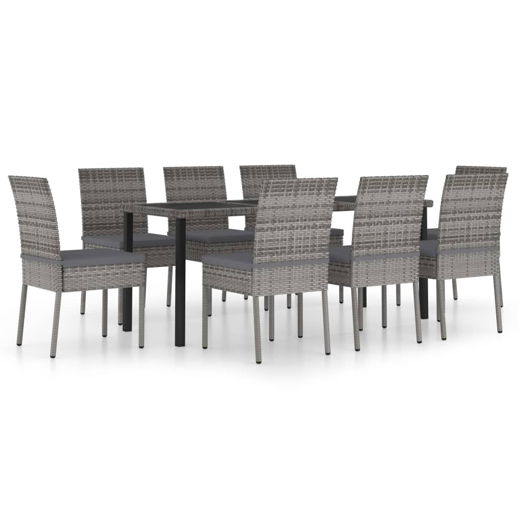 9-Delige Tuinset Poly Rattan Grijs