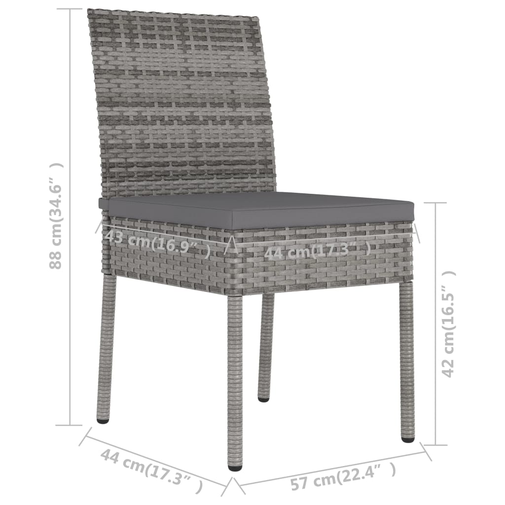 9-Delige Tuinset Poly Rattan Grijs