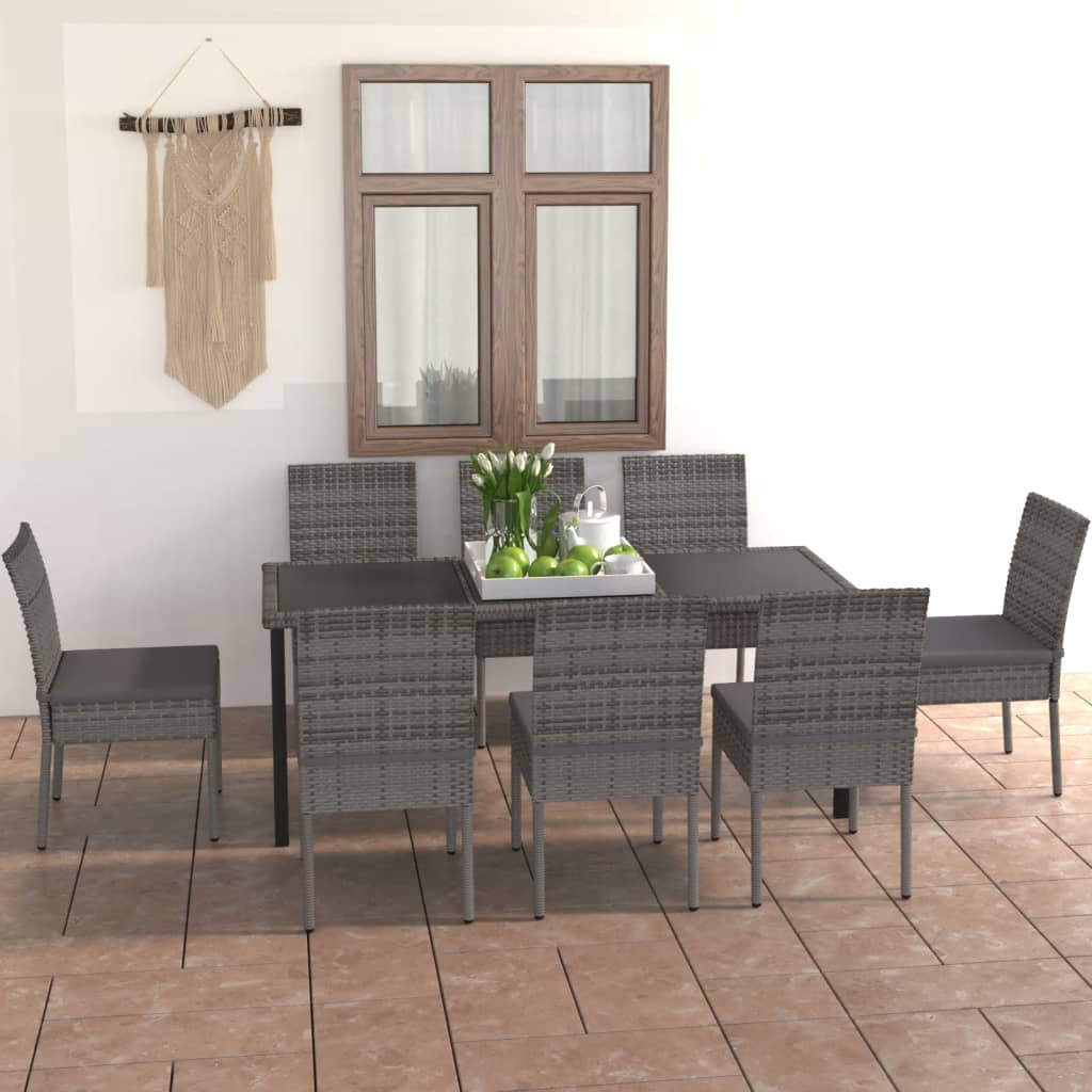 9-Delige Tuinset Poly Rattan Grijs