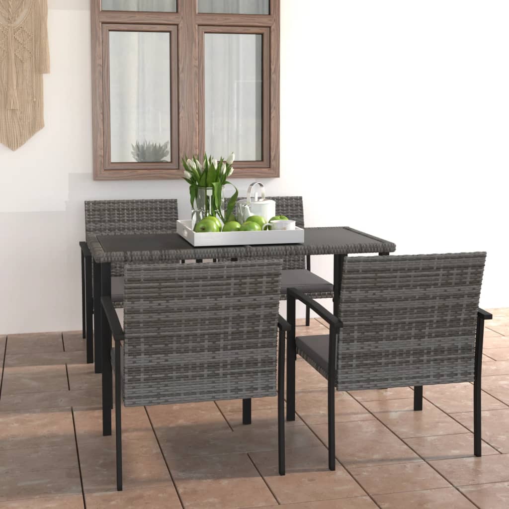 5-Delige Tuinset Poly Rattan Grijs