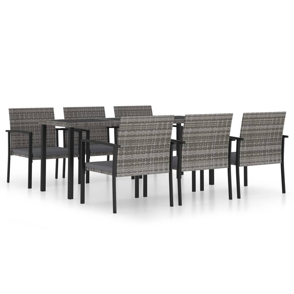 7-teiliges Gartenset Poly Rattan Grau