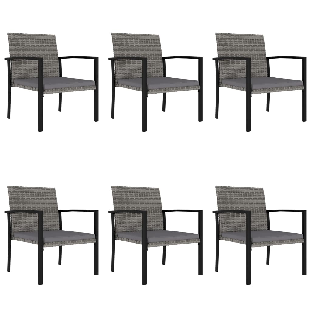 7-teiliges Gartenset Poly Rattan Grau