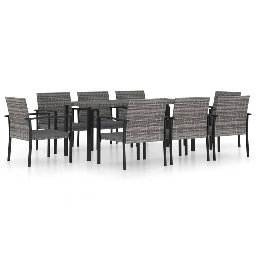 9-Delige Tuinset Poly Rattan Grijs