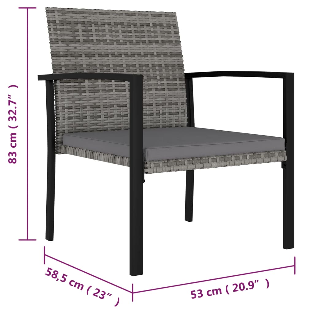 9-Delige Tuinset Poly Rattan Grijs