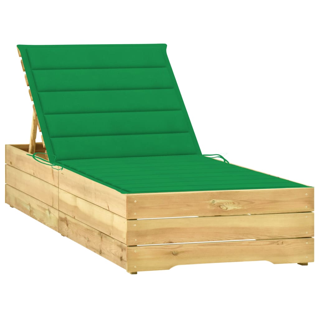 Ligbed Met Groen Kussen Geïmpregneerd Grenenhout