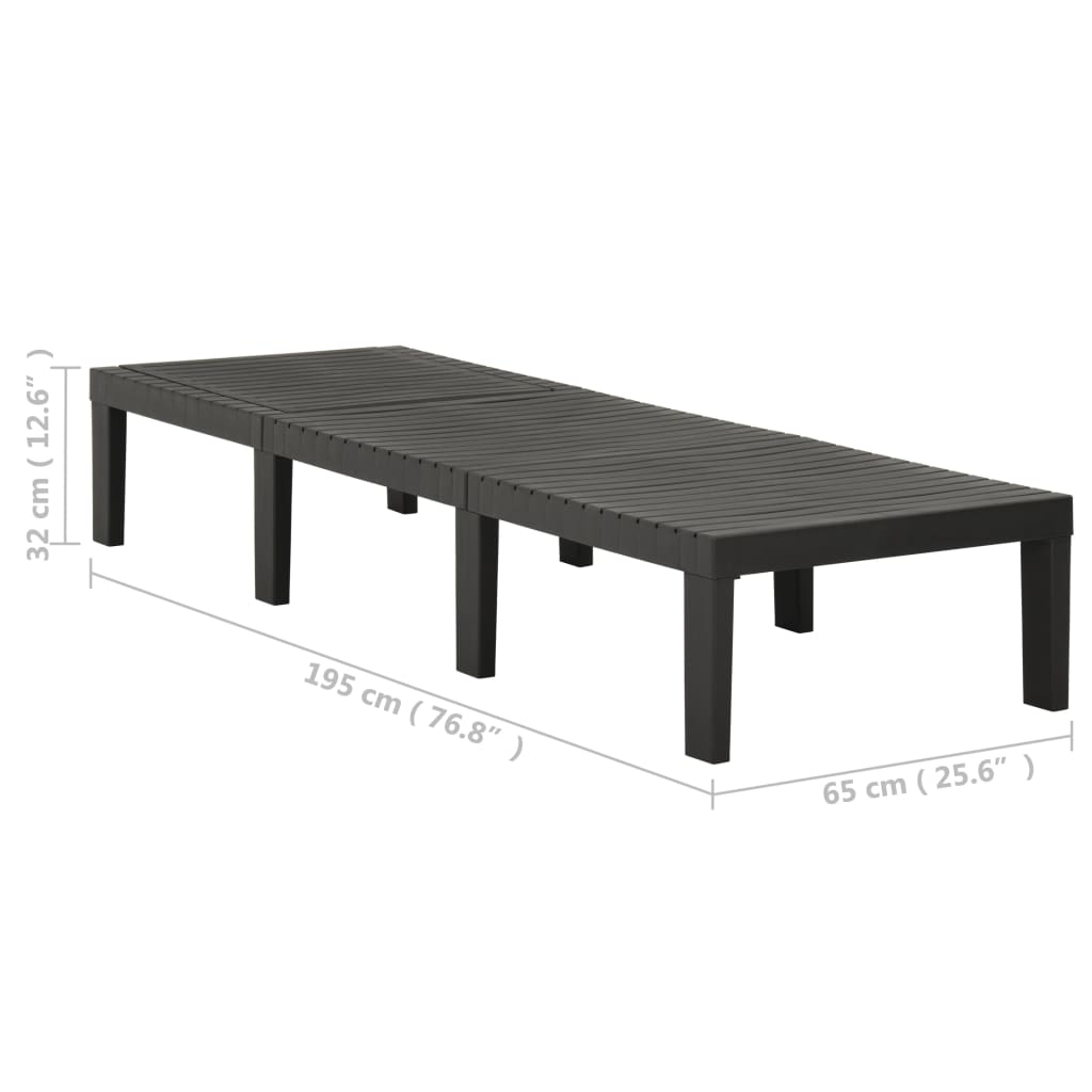 Ligbed Kunststof Antracietkleurig