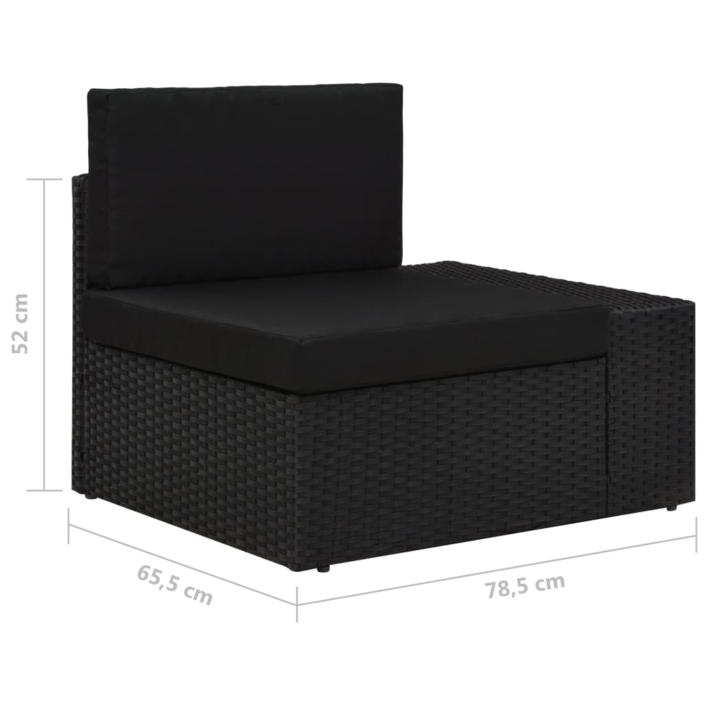 5-Delige Loungeset Met Kussens Poly Rattan Zwart