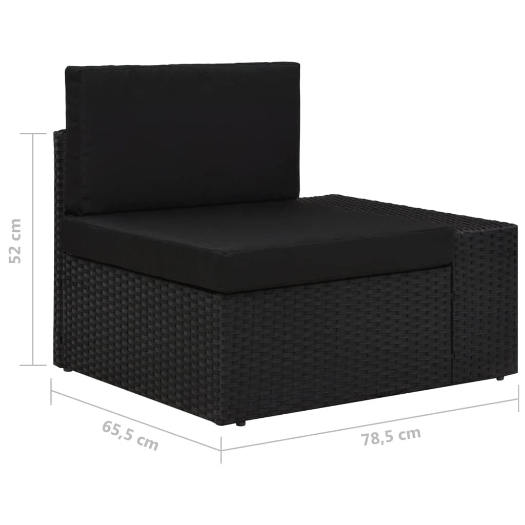 6-Delige Loungeset Met Kussens Poly Rattan Zwart