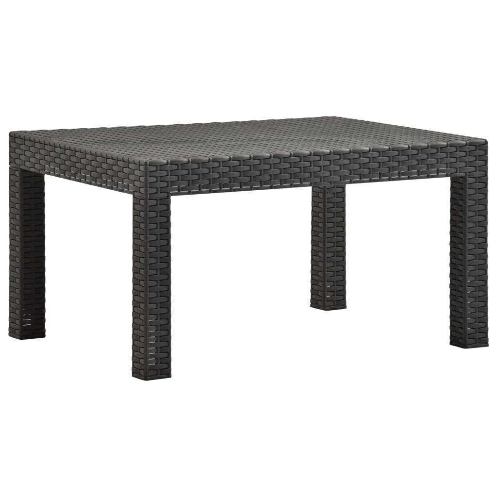 3-teiliges Lounge-Set mit Kissen PP Rattan, Anthrazit
