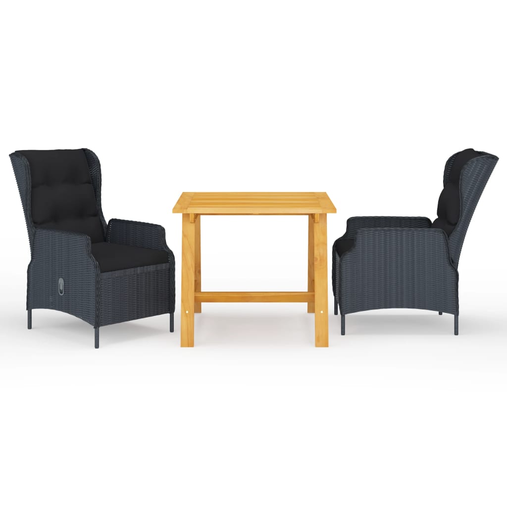 3-Delige Tuinset Donkergrijs